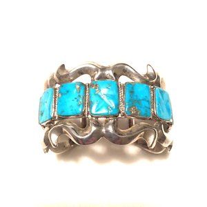 NATIVE AMERICAN SILVER & TURQUOISE BRACELET